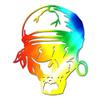 Biker Skull Skeleton - Vinyl Decal Sticker - 12" x 14.5" - Tie Dye view 1