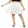 Urban CoCo Women's Basic Midi Skirt Versatile Stretchy Flared Casual High Waisted Skirt(X-Large, White-Long) view 2