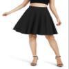 Urban CoCo Women's Basic Midi Skirt Versatile Stretchy Flared Casual High Waisted Skirt(Small, Black-Long) view 2