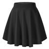 Urban CoCo Women's Basic Midi Skirt Versatile Stretchy Flared Casual High Waisted Skirt(Small, Black-Long) view 3