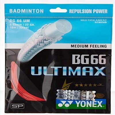 YONEX Ultimax BG 66 Badminton Strings | Material: Nylon | High Durability | Repulsion | Balancing Racquet Speed | Sharp Medium Feeling | Extra Fine String-Wire | Size Gauge: 0.65mm | Color: Red