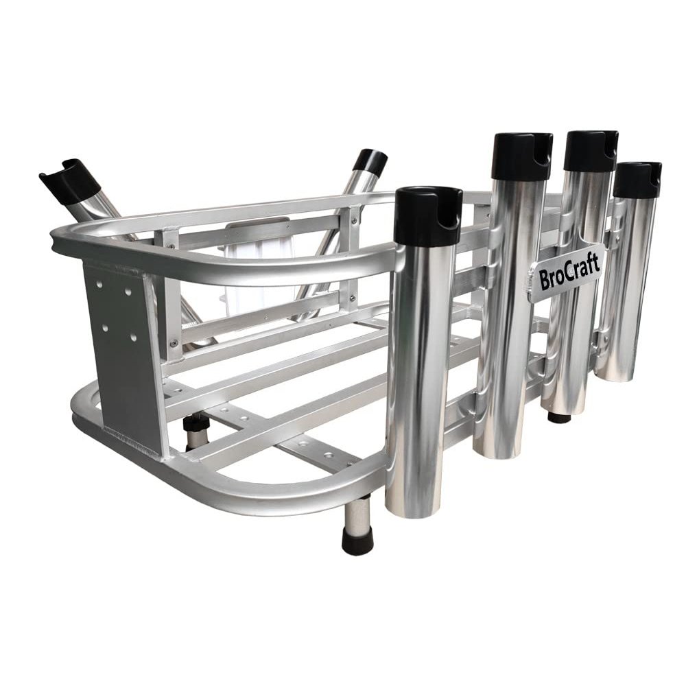 Brocraft Jet Ski Rod Holder /Jet Ski Aluminum Fishing Rod Rack & Cooler Holder Combo with with Gas Plates / PWC Rod Holder / PWC Cooler Holder