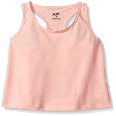 Soffe Girls' Performance Racer Tank Top, Peach Bud Heather, X-Large