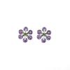 1 Pair White Gold Plated Copper Purple Cubic Zircon Crystal Flower Ear Stud Earrings Women Jewelry view 1