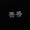 1 Pair White Gold Plated Copper Purple Cubic Zircon Crystal Flower Ear Stud Earrings Women Jewelry view 2
