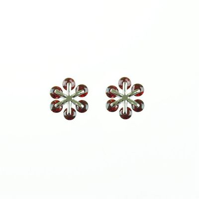 1 Pair White Gold Plated Copper Red Cubic Zircon Crystal Flower Ear Stud Earrings Women Jewelry