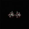 1 Pair White Gold Plated Copper Red Cubic Zircon Crystal Flower Ear Stud Earrings Women Jewelry view 2
