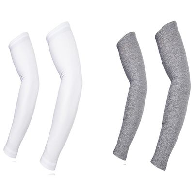 AliceHouse 2 Pairs UV Protective Compression Arm Sleeves Gray White AS012-L