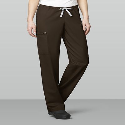 WonderWink Tall Drawstring Cargo Pant - Tall Pants, Chocolate, X-Small Tall