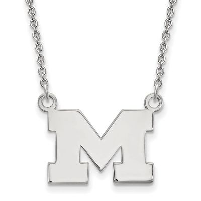 Michigan Small (1/2 Inch) Pendant w/Necklace (10k White Gold)