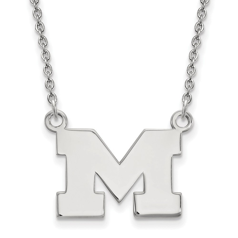 Michigan Small (1/2 Inch) Pendant w/Necklace (10k White Gold)