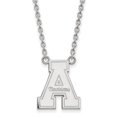 Appalachian State Large (3/4 Inch) Pendant w/Necklace (14k White Gold)