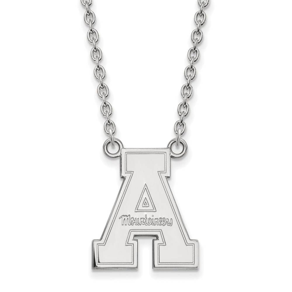 Appalachian State Large (3/4 Inch) Pendant w/Necklace (14k White Gold)