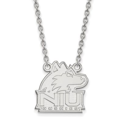 Northern Illinois Large (3/4 Inch) Pendant w/Necklace (14k White Gold)