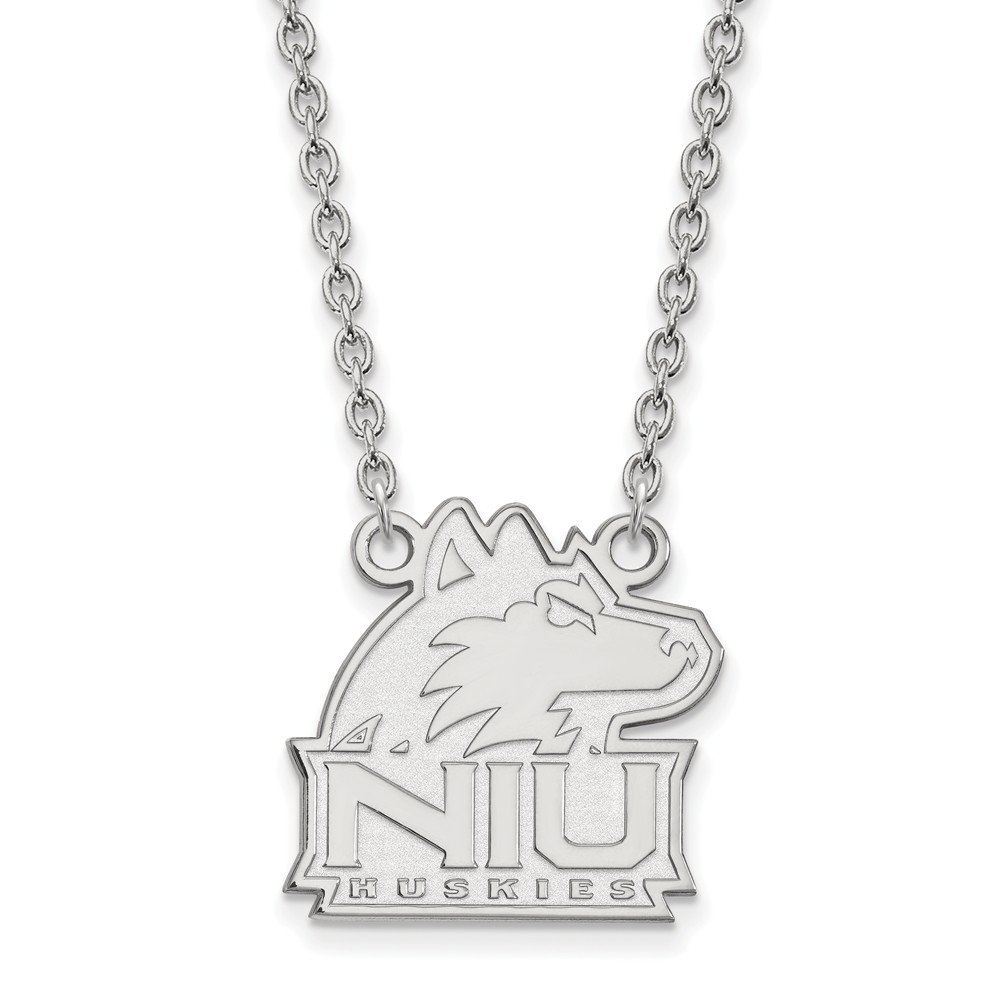 Northern Illinois Large (3/4 Inch) Pendant w/Necklace (14k White Gold)