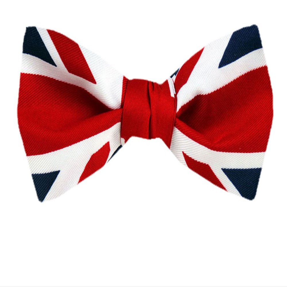 PBT-FLAG-313 - Red - White - Blue - UK Flag Union Jack PRE-TIED Bow Tie