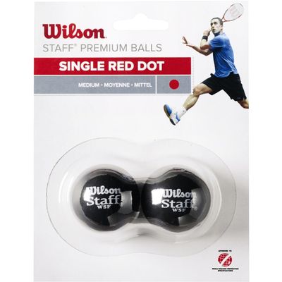 Wilson Staff Squash Balls Medium (Advanced), Black (Red Dot), Pack of 2