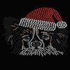 Papillon with Santa Hat - Bling Rhinestone Christmas Dog Bandana view 1