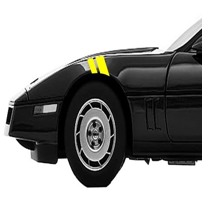 2 and 3 Inch Fender Hash Mark Double Bars Racing Stripes Vinyl Decals, Fits Chevy Corvette C4, Both Sides, Yellow