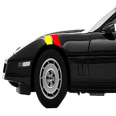 4 Inch Fender Hash Mark Double Bars Racing Stripes Vinyl Graphic Decals, Fits Chevy Corvette C4. Both Sides, Red and Yellow