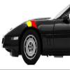 4 Inch Fender Hash Mark Double Bars Racing Stripes Vinyl Graphic Decals, Fits Chevy Corvette C4. Both Sides, Red and Yellow view 1