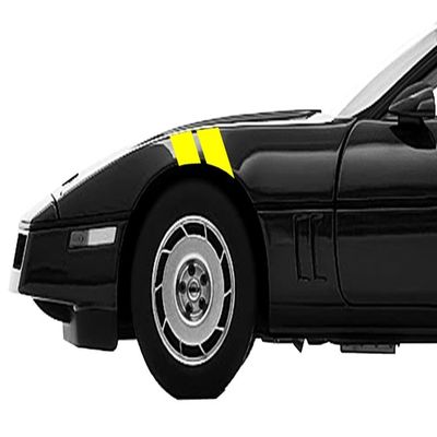 4 Inch Fender Hash Mark Double Bars Racing Stripes Vinyl Graphic Decals, Fits Chevy Corvette C4, Both Sides, Yellow
