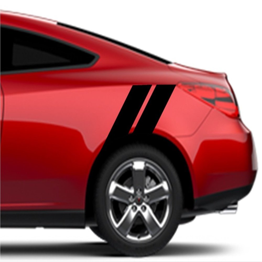 4" Rear Fender Hash Mark Bars Vinyl Racing Stripes Graphic Decals (Fits Pontiac G6 & G8 & Most Cars) - Black