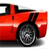 4 Inch Rear Fender Hash Mark Double Bars Racing Stripes Vinyl Decals Both Sides, Fits Chevy Corvette C6 Stingray, Black view 1