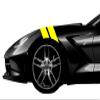 4 Inch Fender Bars Vinyl Racing Stripes Decals, Fits Chevy Corvette C7 Stingray, Both Sides, Yellow view 1