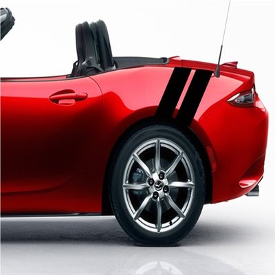 4" Rear Fender Hash Mark Bars Vinyl Racing Stripes Graphic Decals (Fits Mazda Miata & Most Cars) - Black Matte