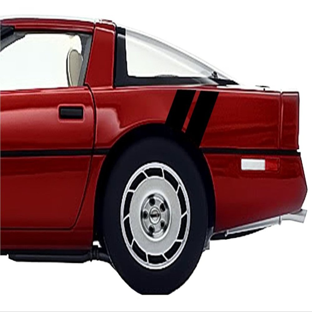 4 Inch Rear Fender Hash Mark Double Bars Racing Stripes Vinyl Decals Both Sides, Fits Chevy Corvette C4, Black