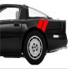 4 Inch Rear Fender Hash Mark Double Bars Racing Stripes Vinyl Decals Both Sides, Fits Chevy Corvette C4, Red view 1