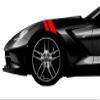 2 and 3 Inch Fender Hash Mark Bars Vinyl Racing Stripes Decals, Fits Chevy Corvette C7 Stingray, Driver Side, Red view 1