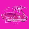 Car with Palm Tree (Red) - Bling Rhinestone Cars and Motorcycle Dog Bandana view 1