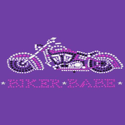 Biker Babe & Pink Motorcycle - Bling Rhinestone Cars and Motorcycle Dog Bandana
