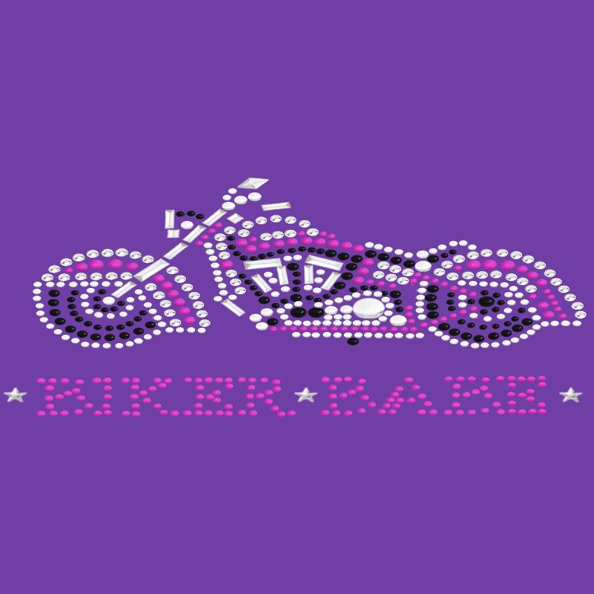 Biker Babe & Pink Motorcycle - Bling Rhinestone Cars and Motorcycle Dog Bandana