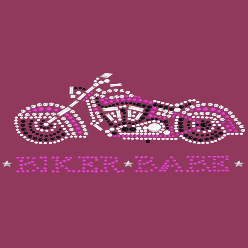 Biker Babe & Pink Motorcycle - Bling Rhinestone Cars and Motorcycle Dog Bandana