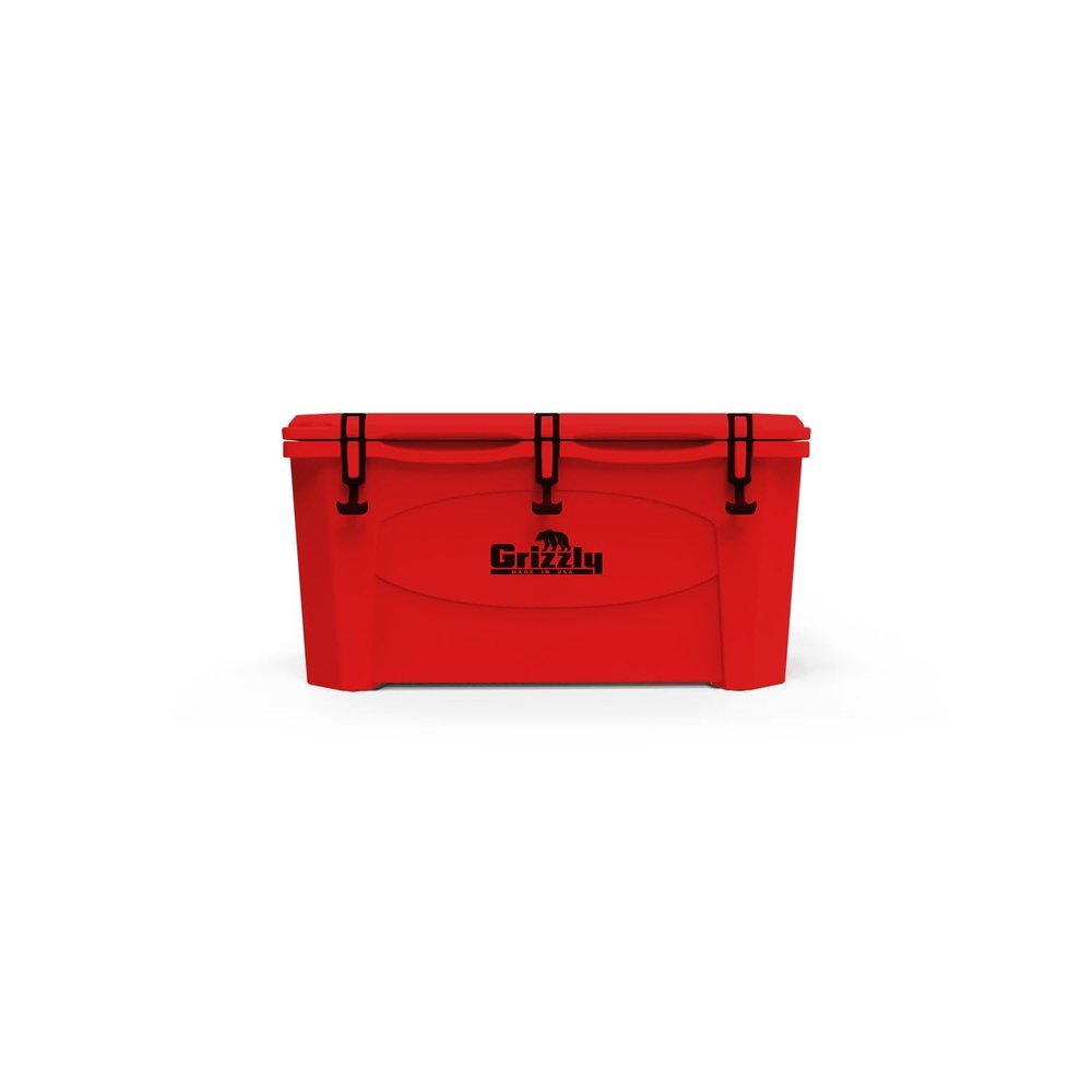 Grizzly 75 Cooler | 75 qt Ice Chest Durable Rotomolded Insulated | Made in USA | Warranty for Life | for Beach Boat Camping Fishing Hunting | G75 | Red