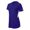 Mizuno Girl's Comp Short-Sleeve V-Neck, Purple-White, MEDIUM (M) view 1