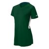 Mizuno Girl's Comp Short-Sleeve V-Neck, Forest-White, MEDIUM (M) view 1