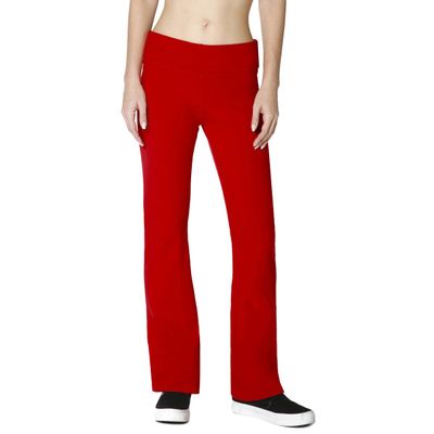 Active USA Regular Leg Stretch Cotton Fold Over Workout Yoga Pants, Small, Red