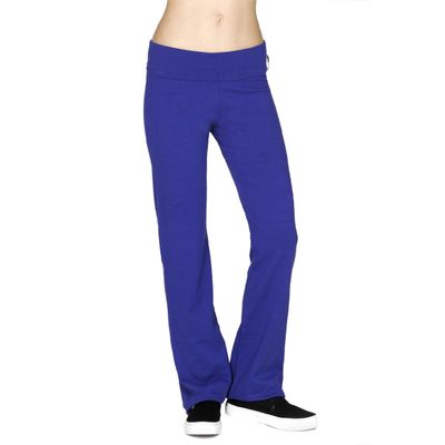 Active USA Regular Leg Stretch Cotton Fold Over Workout Yoga Pants, Large, Royal Blue