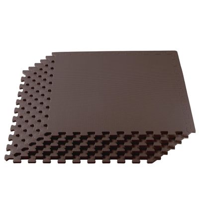 We Sell Mats 1/2 Inch Thickness Multipurpose EVA Foam Floor Tiles, Interlocking Floor Mat for Indoor Gym and Home Use, 24 in x 24 in, Brown, 48 Square Feet (12 Tiles)
