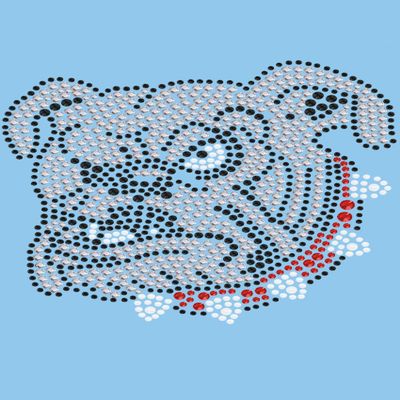 Bulldog Face (White) - Bling Rhinestone Dog Breed Bandana