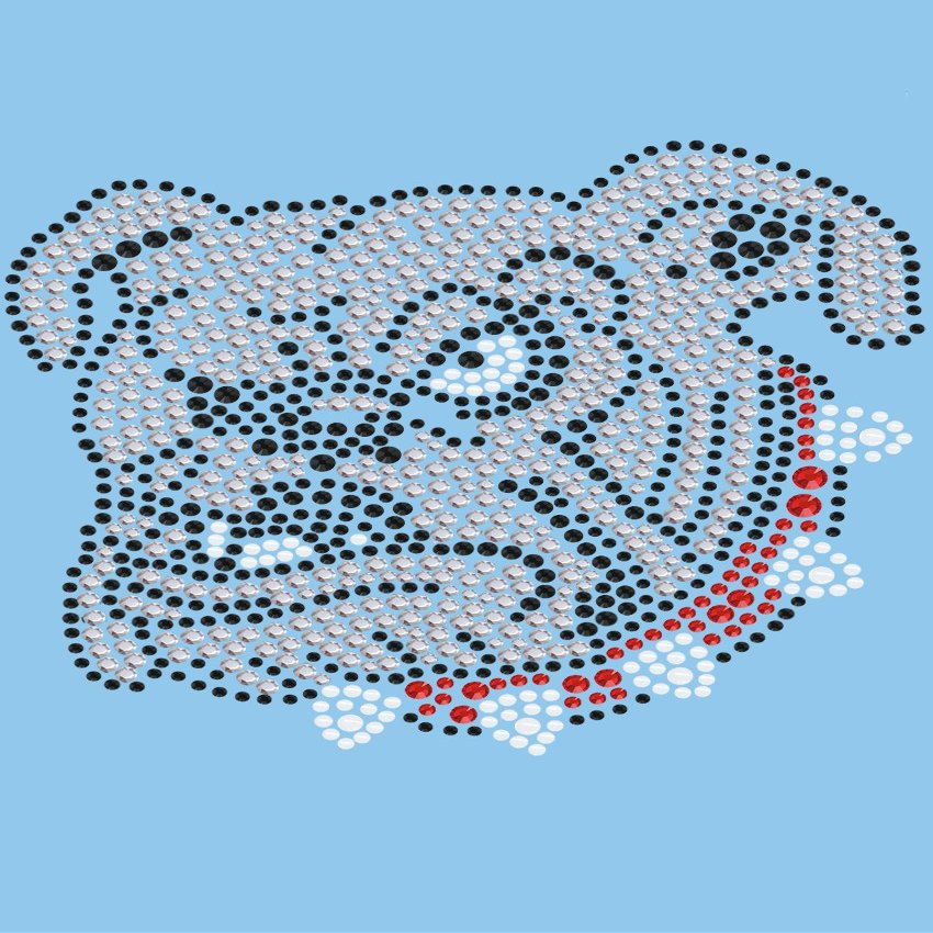Bulldog Face (White) - Bling Rhinestone Dog Breed Bandana