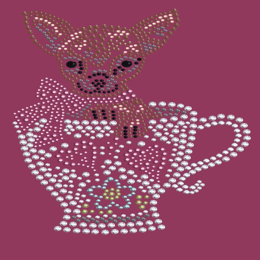 Chihuahua in Teacup - Bling Rhinestone Dog Breed Bandana