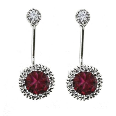 1 Pair Platinum Plated Copper Red Cubic Zircon Crystal Wedding Ear Stud Earrings Women Jewelry