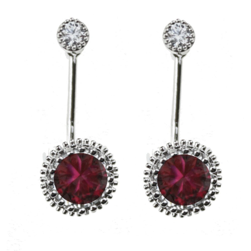 1 Pair Platinum Plated Copper Red Cubic Zircon Crystal Wedding Ear Stud Earrings Women Jewelry