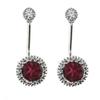 1 Pair Platinum Plated Copper Red Cubic Zircon Crystal Wedding Ear Stud Earrings Women Jewelry view 1