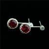 1 Pair Platinum Plated Copper Red Cubic Zircon Crystal Wedding Ear Stud Earrings Women Jewelry view 2